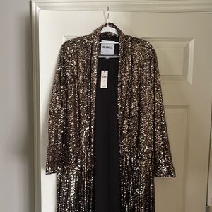 BB Dakota Sparkly Long Duster - Black and Gold Sequins
